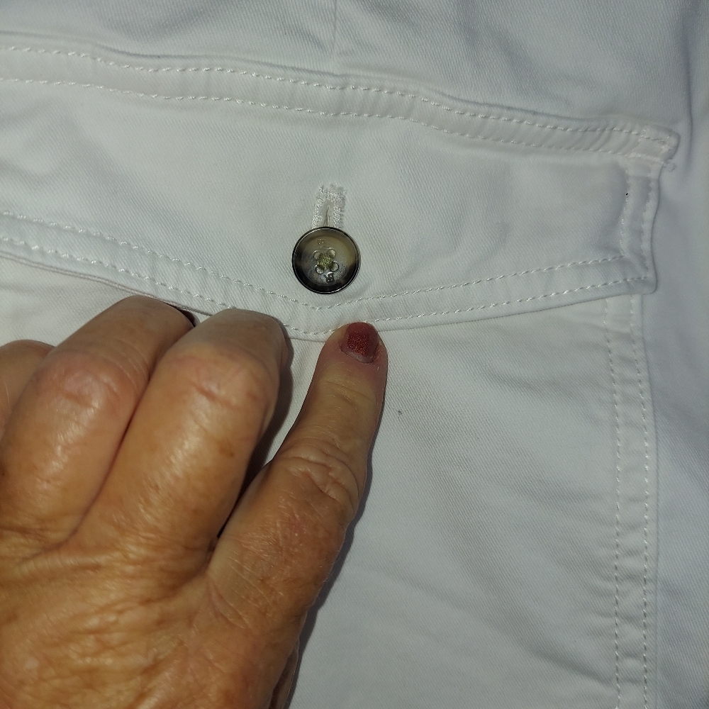 Banana Republic White Girlfriend Authentic Chino Pant  Raw Hem Sz 12 - Picture 7 of 17